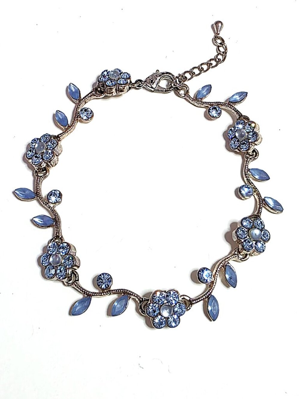 Blue floral Y2K rhinestone bracelet